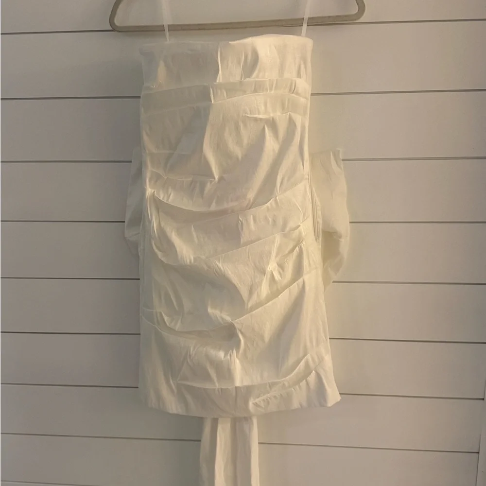 Betsey Johnson White Strapless Ruched Mini Dress - Picture 1 of 12